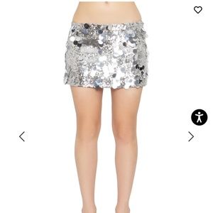 Daniele Guizio Low Rise Paillette Skirt silver